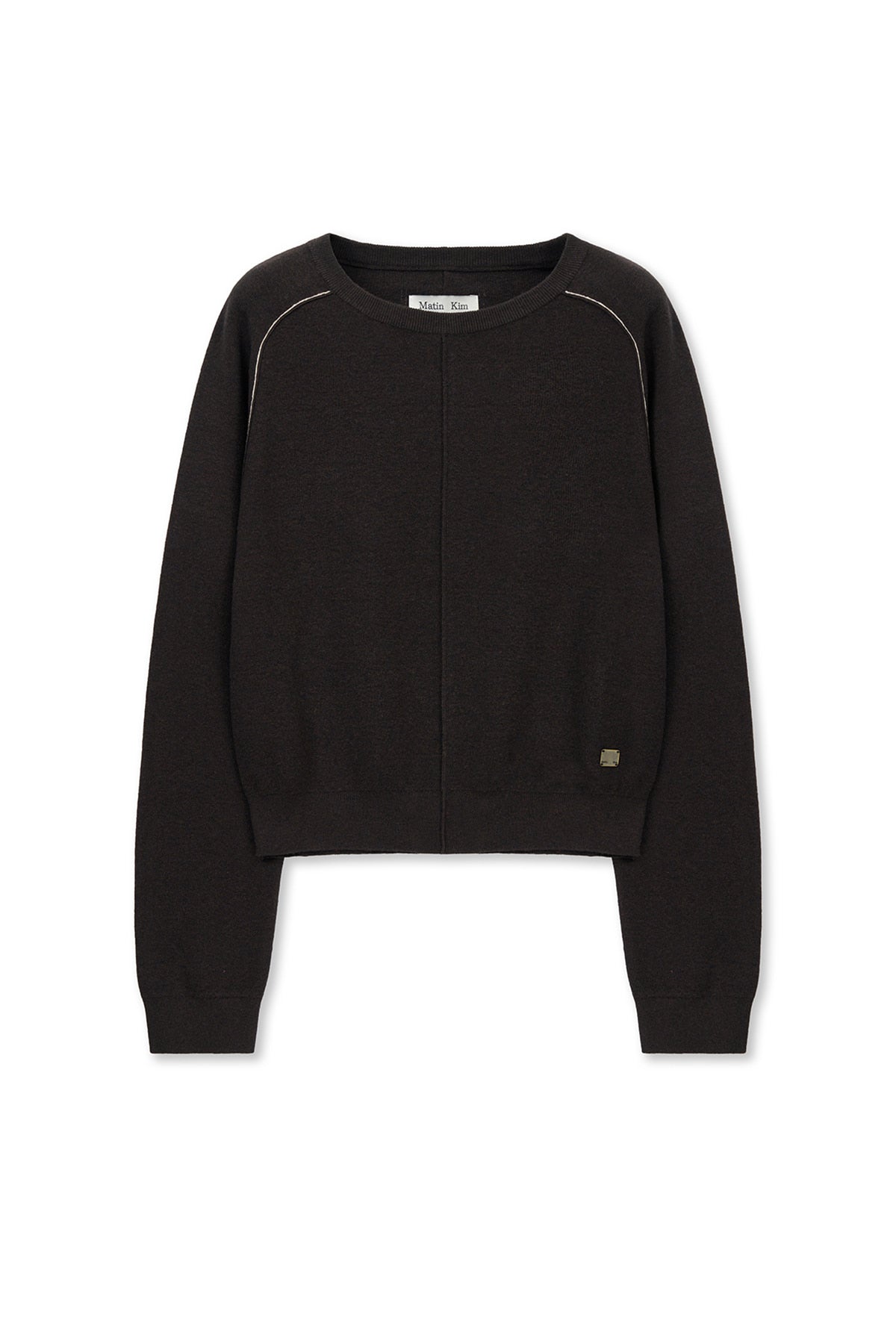 matinkim RAGLAN SLEEVE KNIT PULLOVER IN DARK BROWN