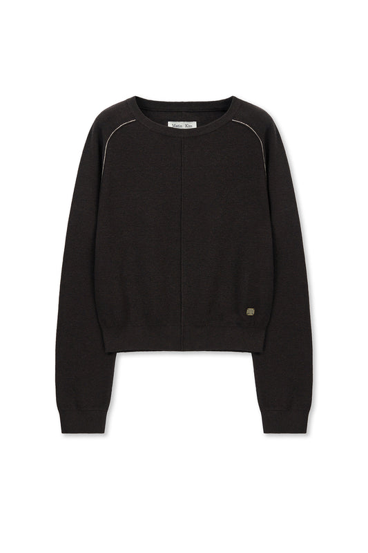 matinkim RAGLAN SLEEVE KNIT PULLOVER IN DARK BROWN