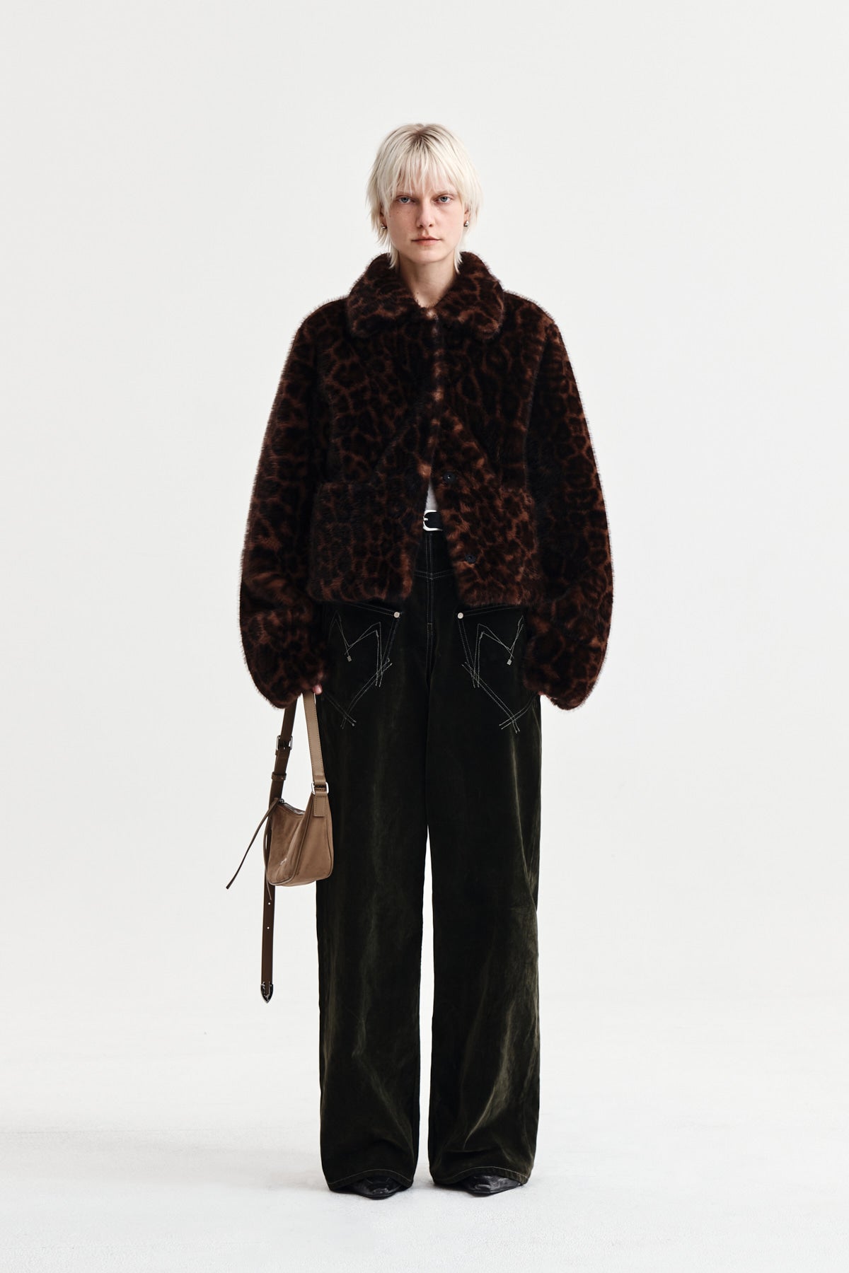 matinkim REVERSE VELVET WIDE DENIM PANTS IN KHAKI