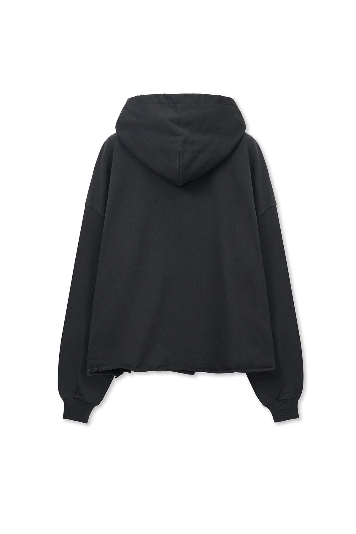 matinkim RAW EDGE HEM SWEAT HOODY IN CHARCOAL