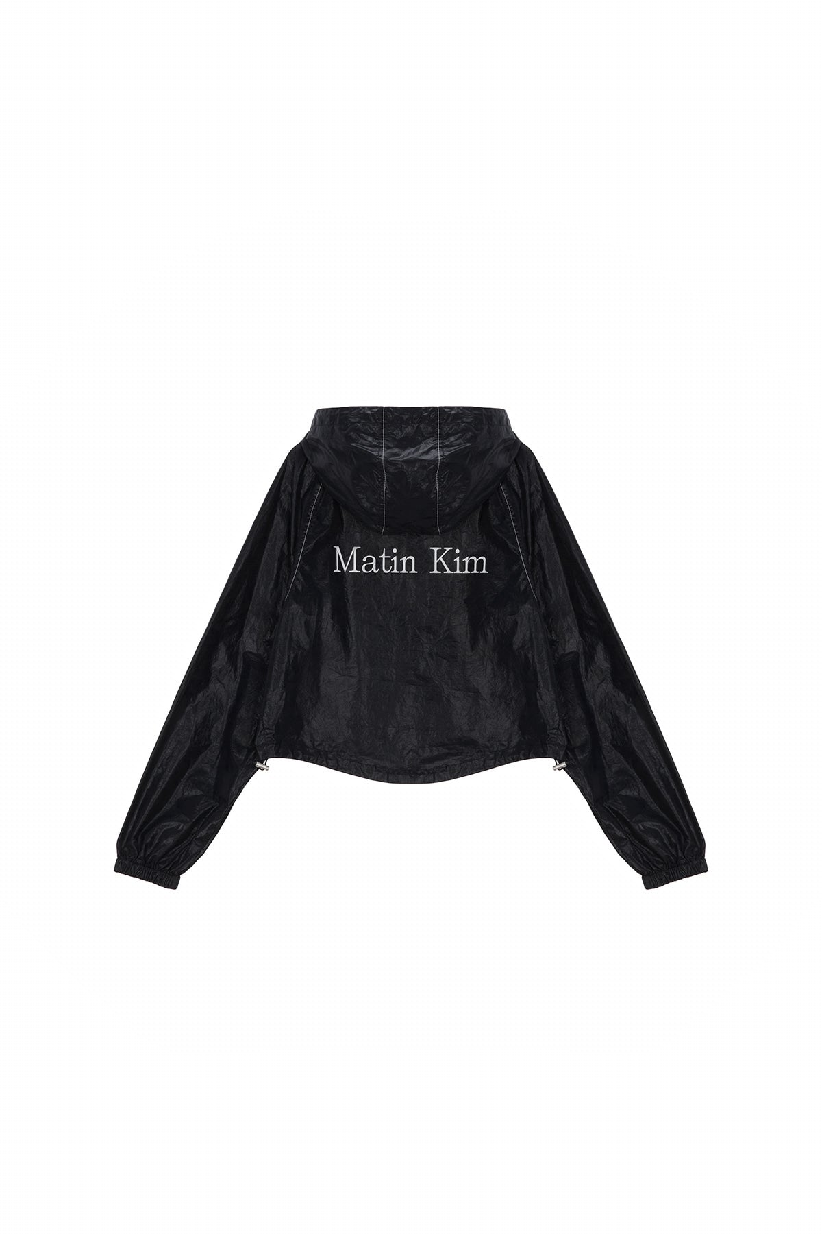 matinkim MATIN CROP HOODY COATING JUMPER IN BLACK