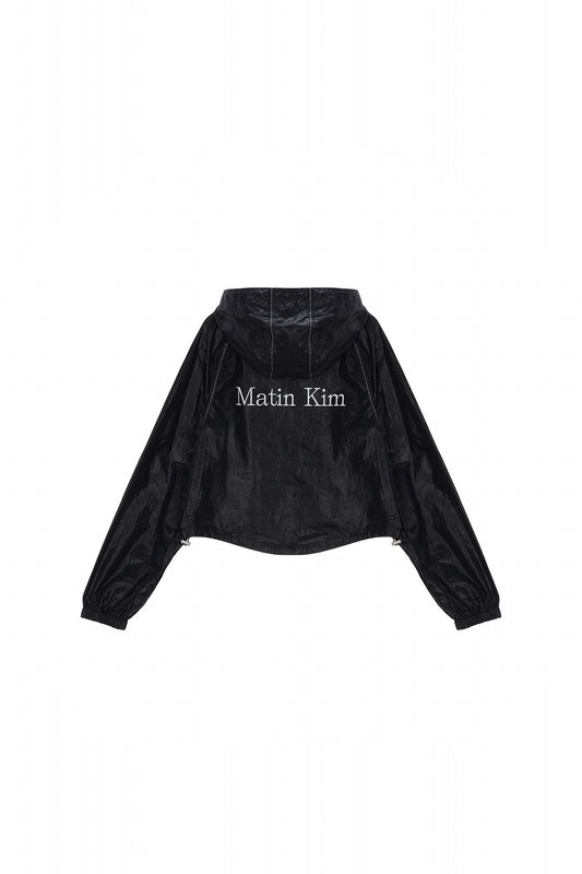 matinkim MATIN CROP HOODY COATING JUMPER IN BLACK