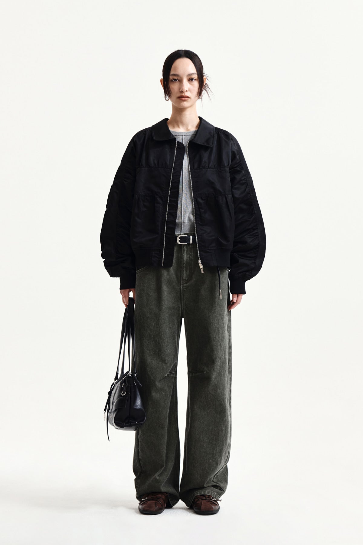 matinkim DART POINT DENIM PANTS IN KHAKI