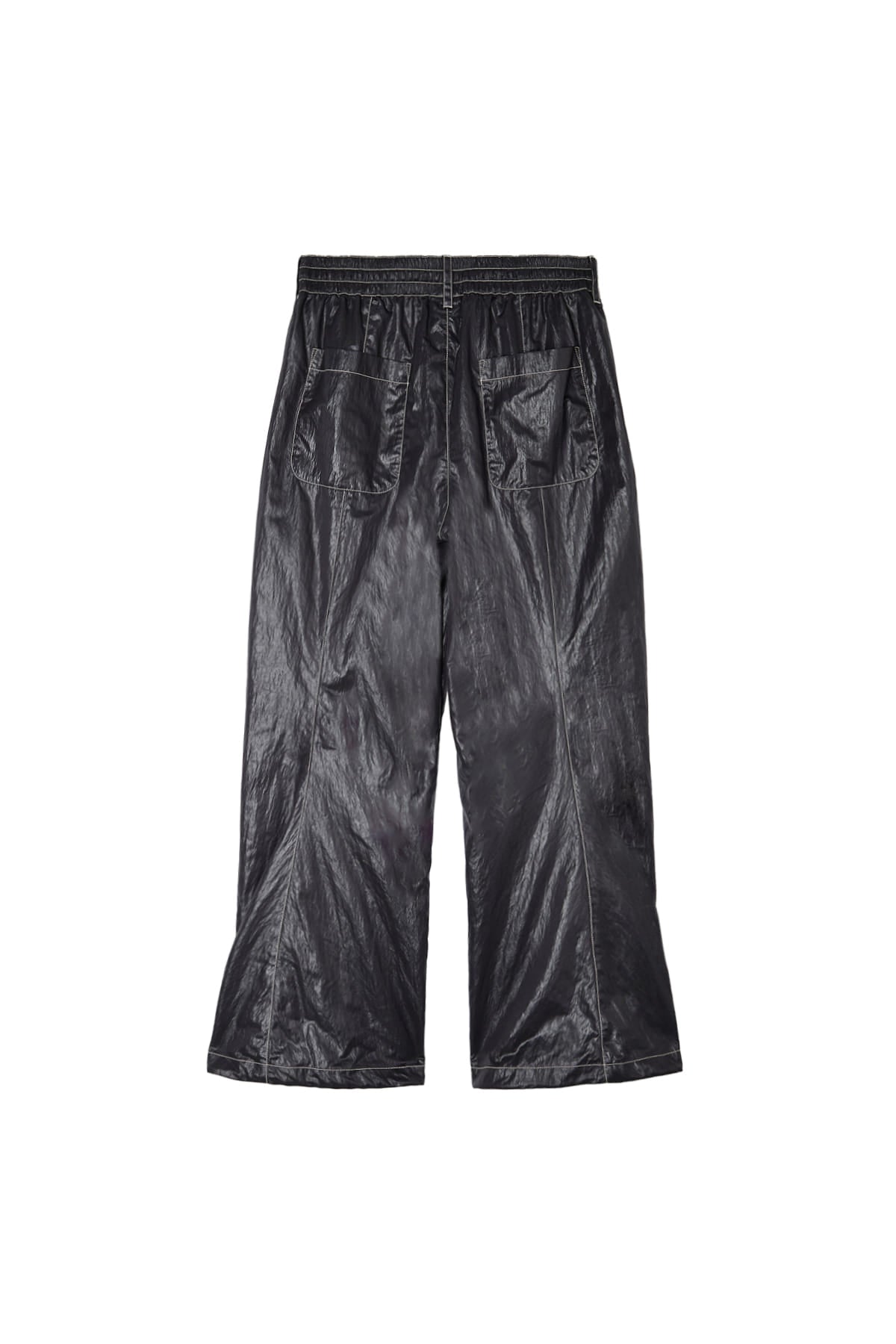 matinkim GLOSSY BANDING TRACK PANTS IN BLACK