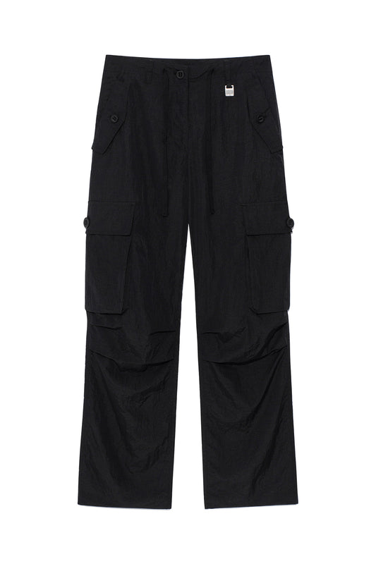 matinkim STRING NYLON CARGO PANTS IN BLACK