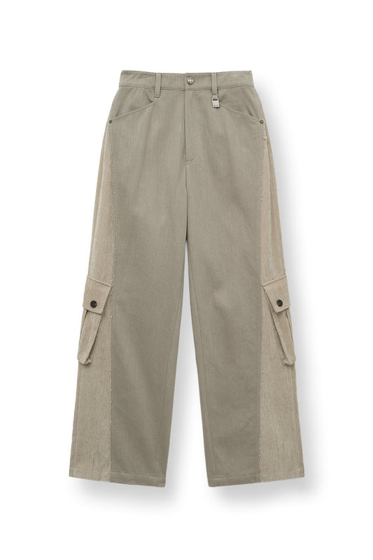 matinkim BIG POCKET TWO TONE WIDE PANTS IN BEIGE