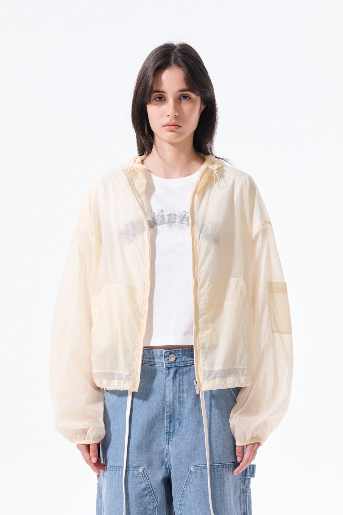 matinkim BACK LOGO HOODY WINDBREAKER FOR WOMEN IN CREAM