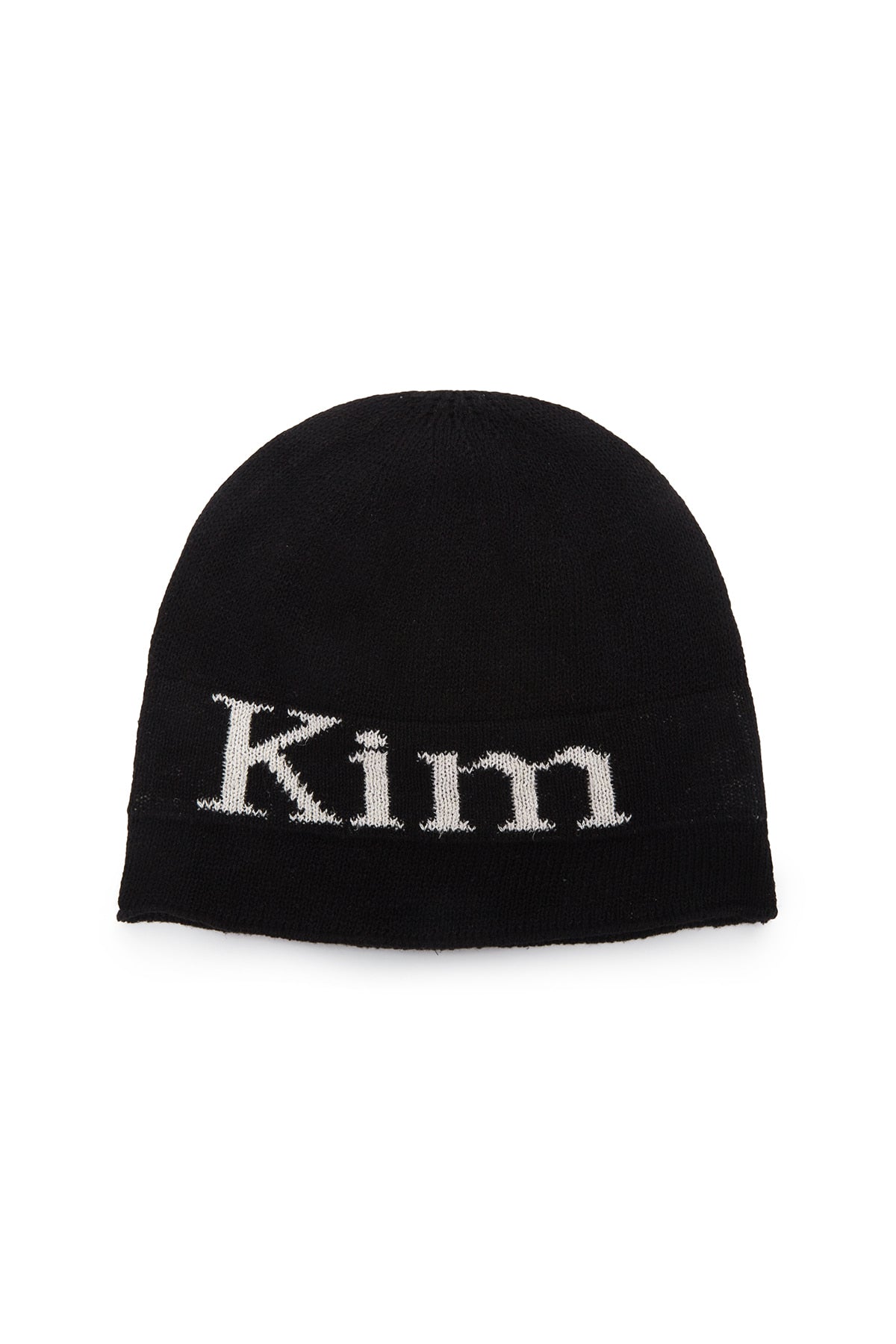 matinkim LOGO LINEN SHORT BEANIE IN BLACK