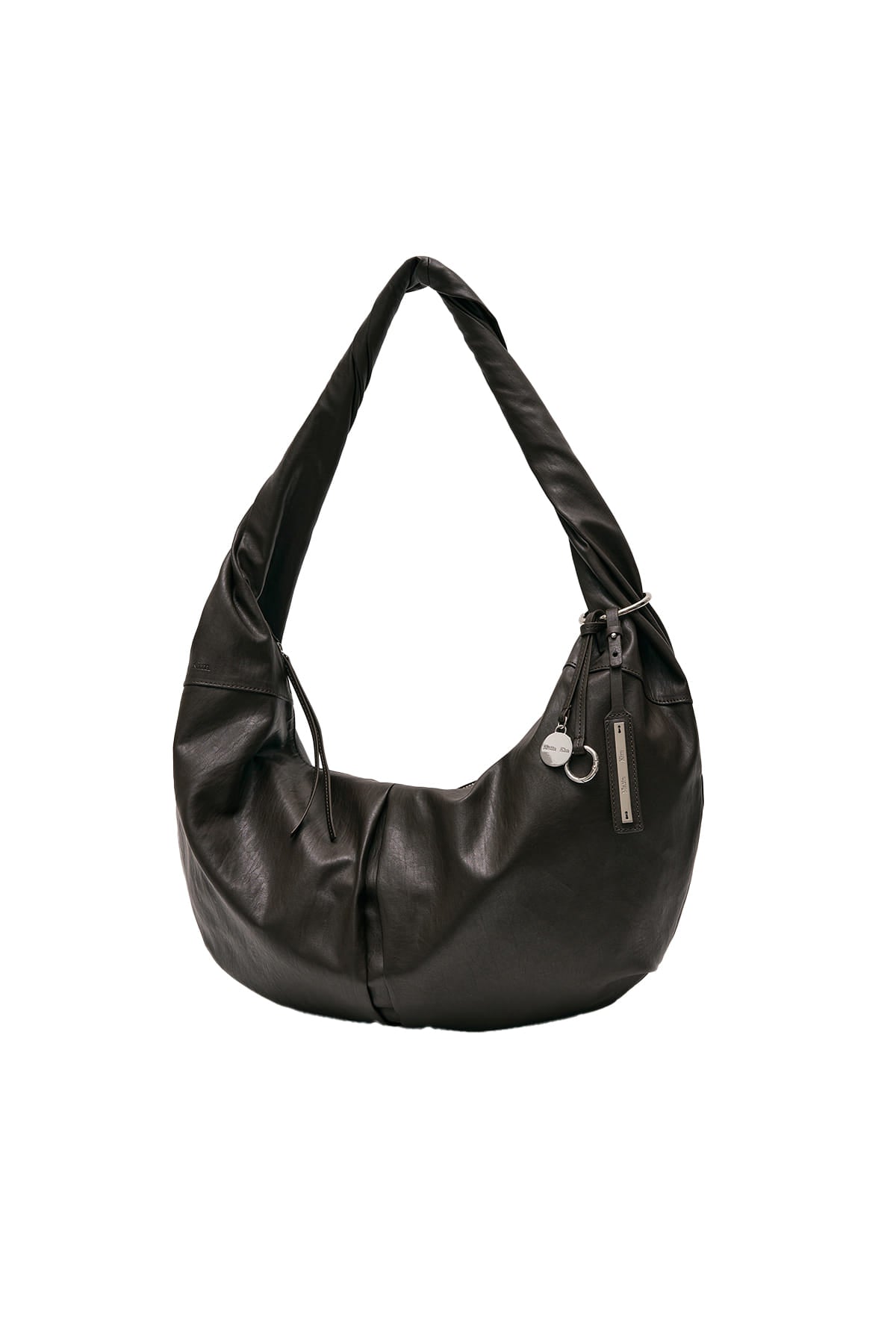 matinkim TWIST HANDLE LARGE HOBO BAG IN DARK BROWN