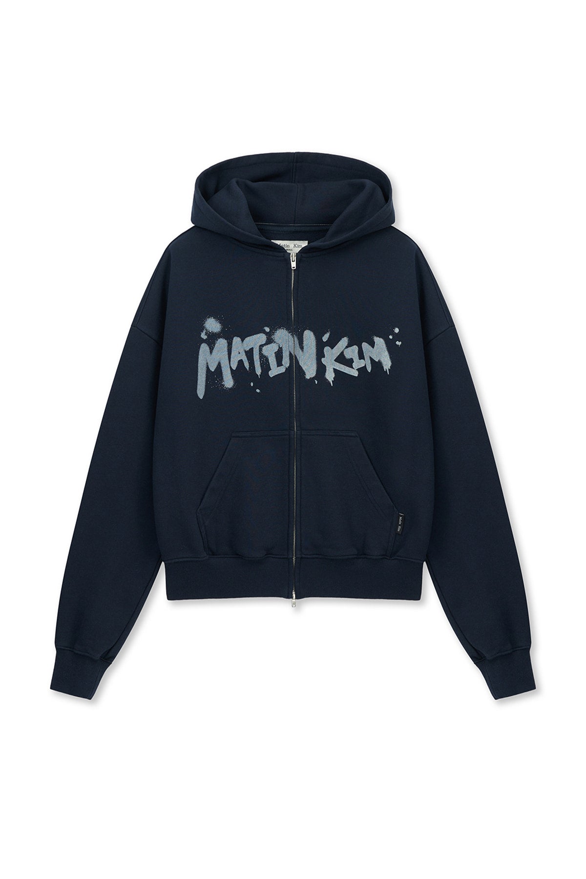 matinkim GRAFFITI LOGO HOODY ZIP UP IN NAVY