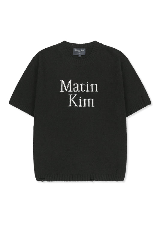 matinkim HALF SLEEVE LOGO PULLOVER FOR MEN IN BLACK