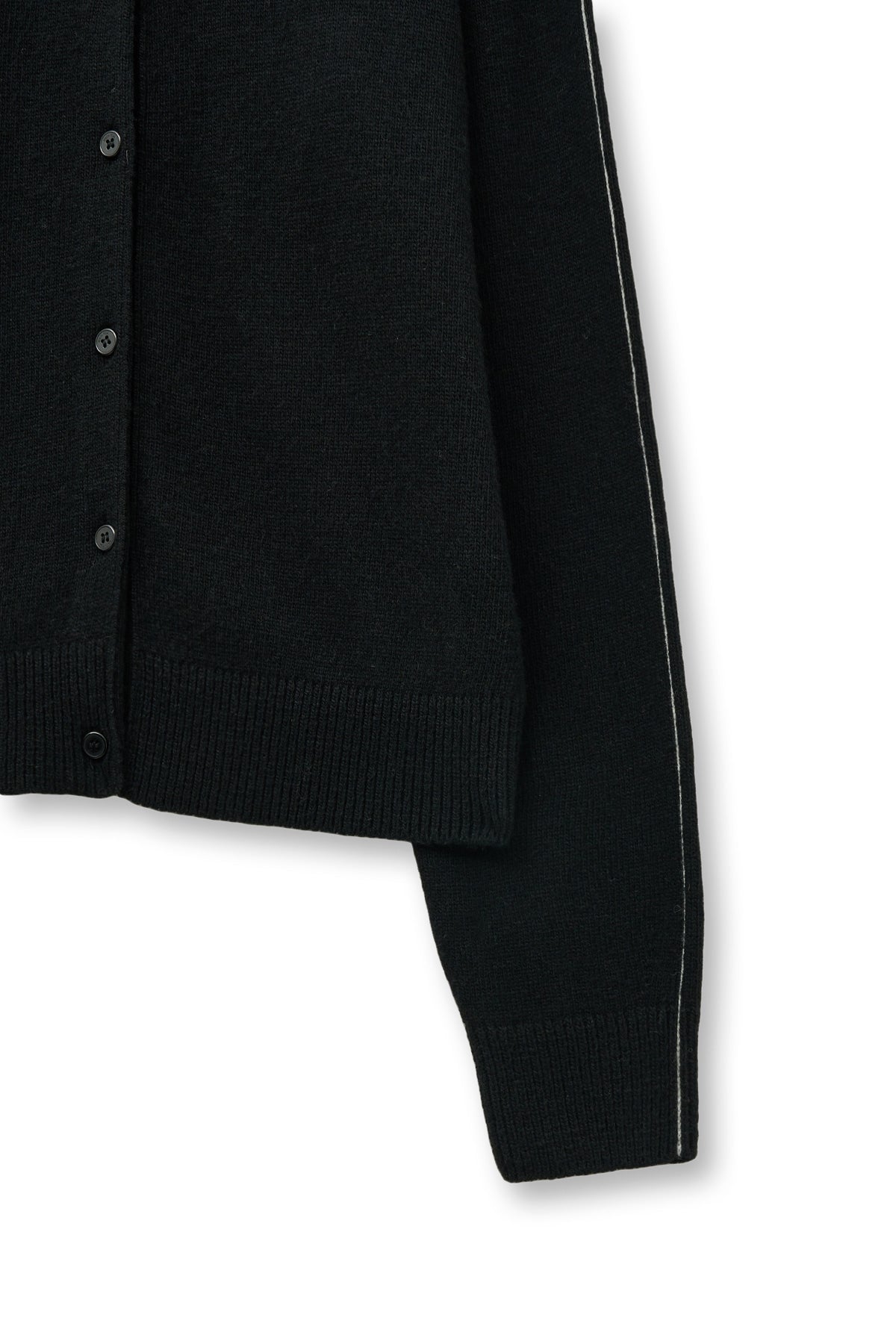 matinkim CASHMERE BLENDED ROUND KNIT CARDIGAN IN BLACK