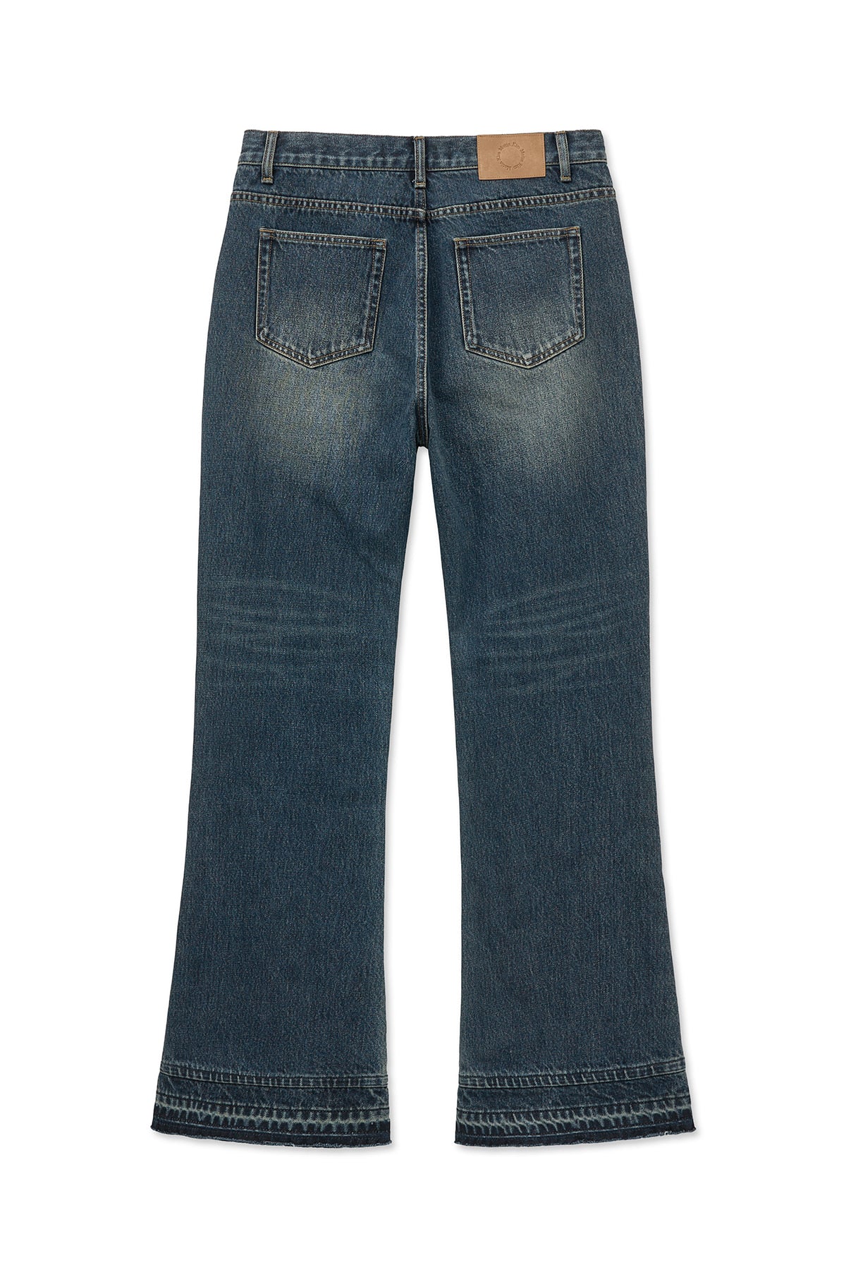 matinkim WASHED FLARE DENIM PANTS FOR MEN IN BLUE