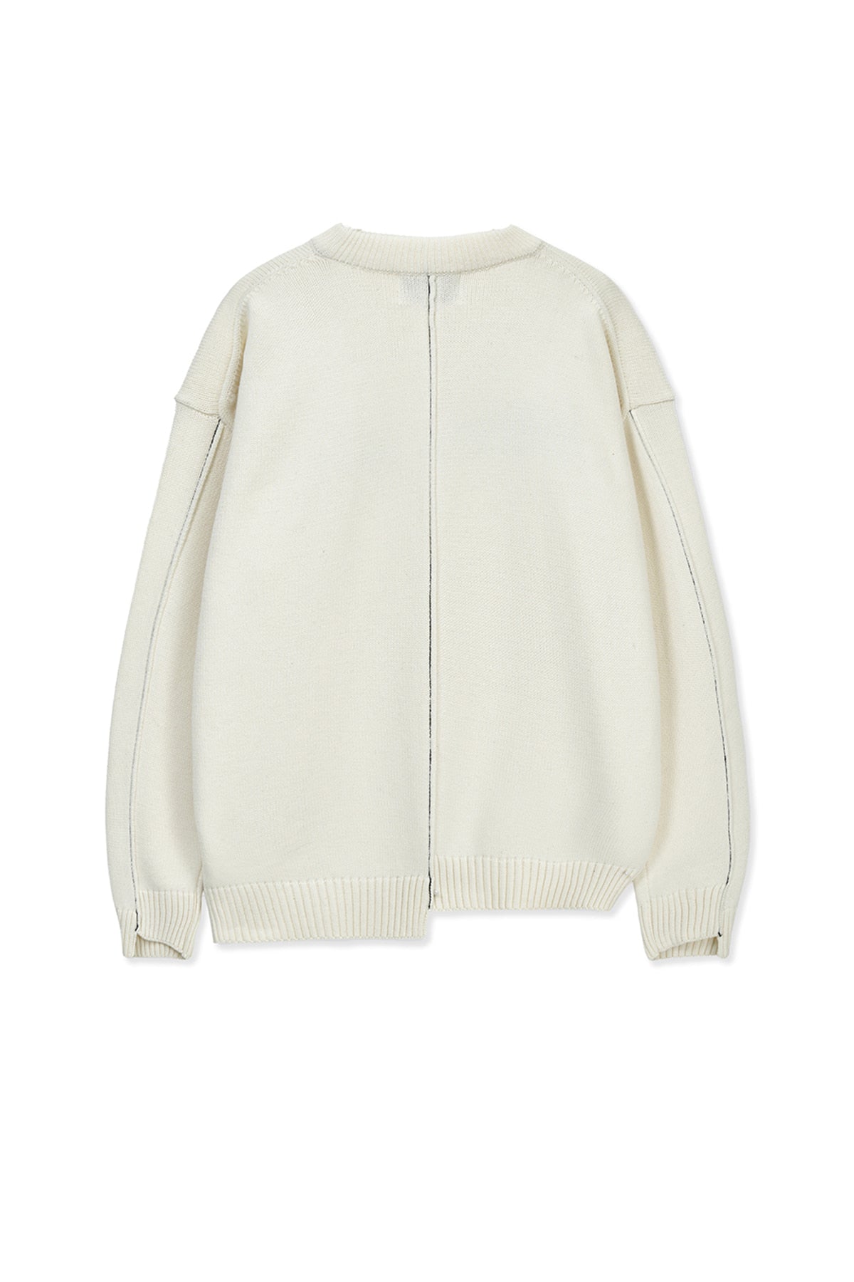 matinkim ASYMMETRIC LOGO KNIT PULLOVER IN IVORY
