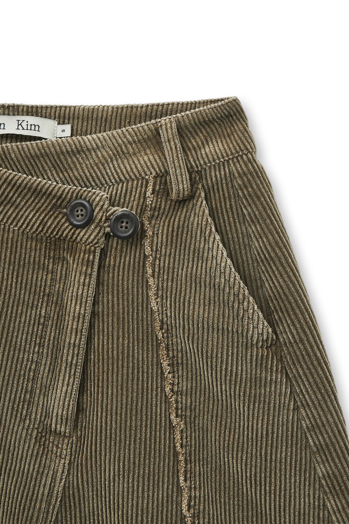 matinkim WASHED CORDUROY WRAP SKIRT IN KHAKI