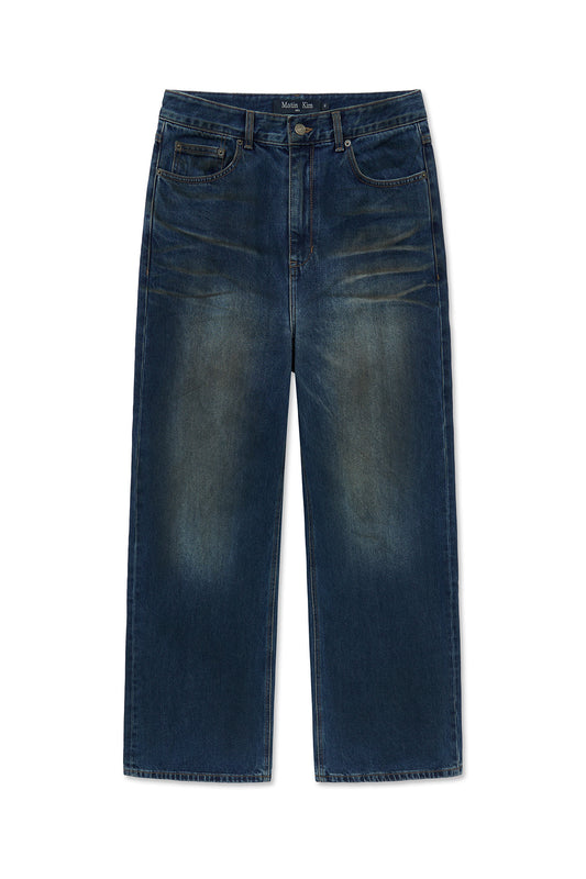 matinkim DIRTY WASHED DENIM PANTS FOR MEN IN BLUE