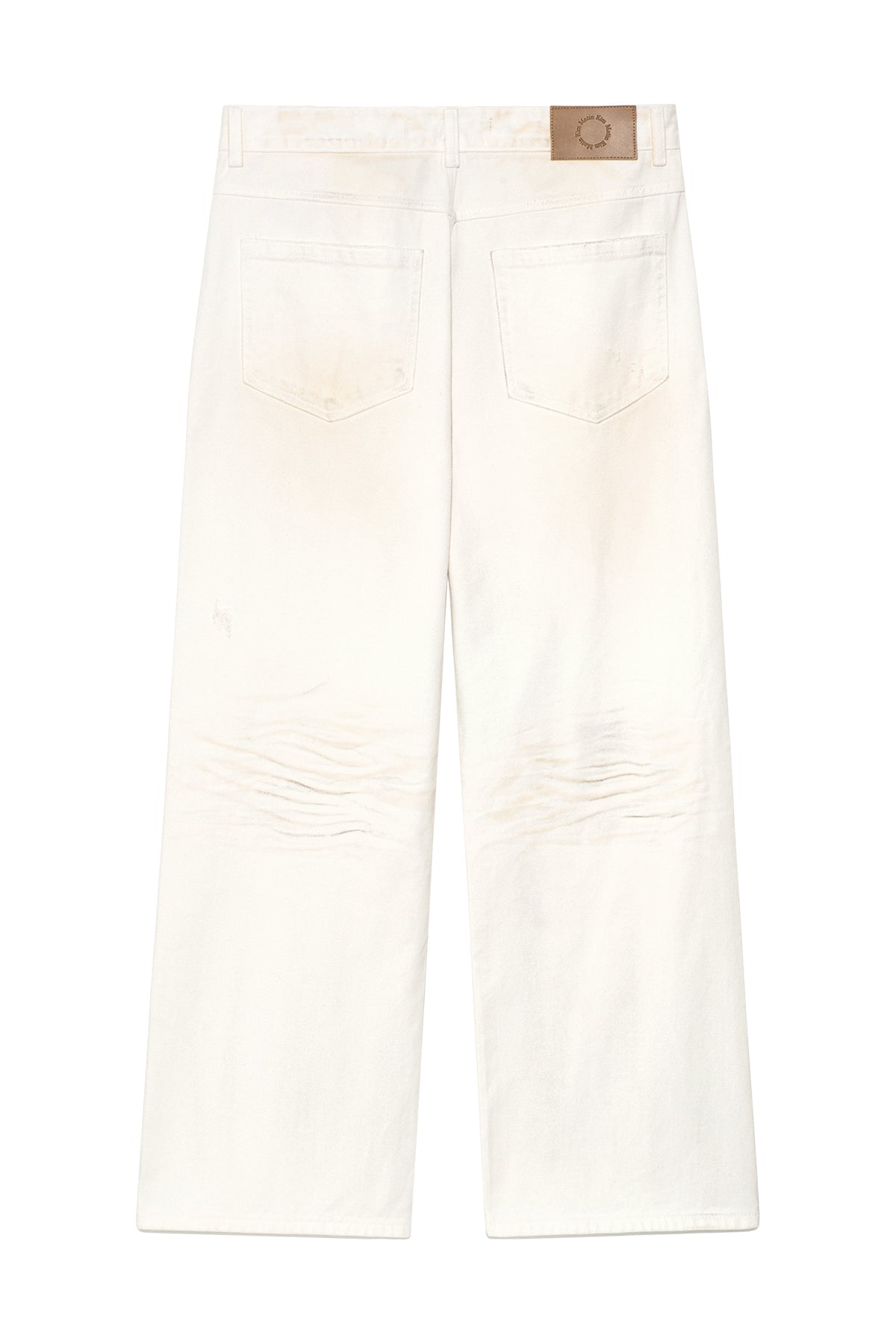 matinkim EMBO WASHED DENIM PANTS FOR MEN IN IVORY