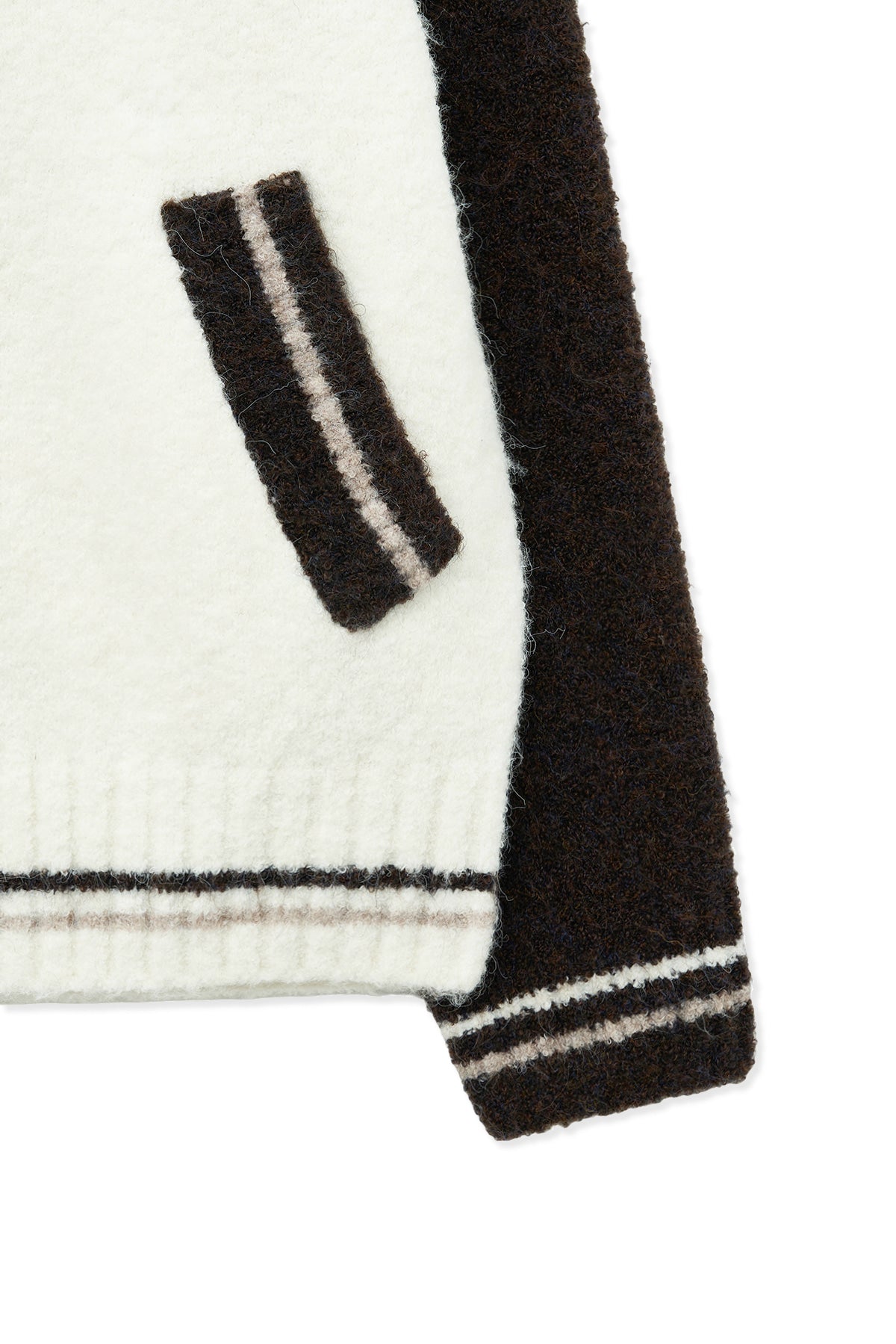 matinkim HIGH NECK RAGLAN KNIT ZIP UP FOR MEN IN DARK BROWN