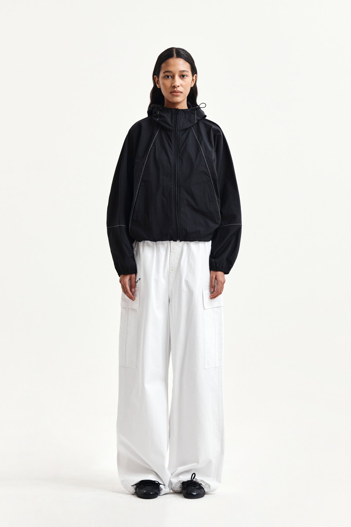 matinkim DRAWSTRING HEM CARGO PANTS IN IVORY