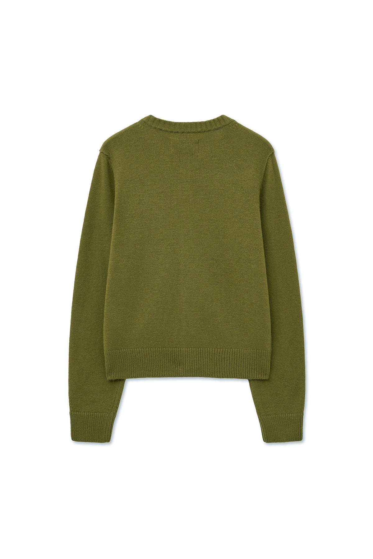 matinkim CASHMERE BLENDED ROUND KNIT CARDIGAN IN OLIVE
