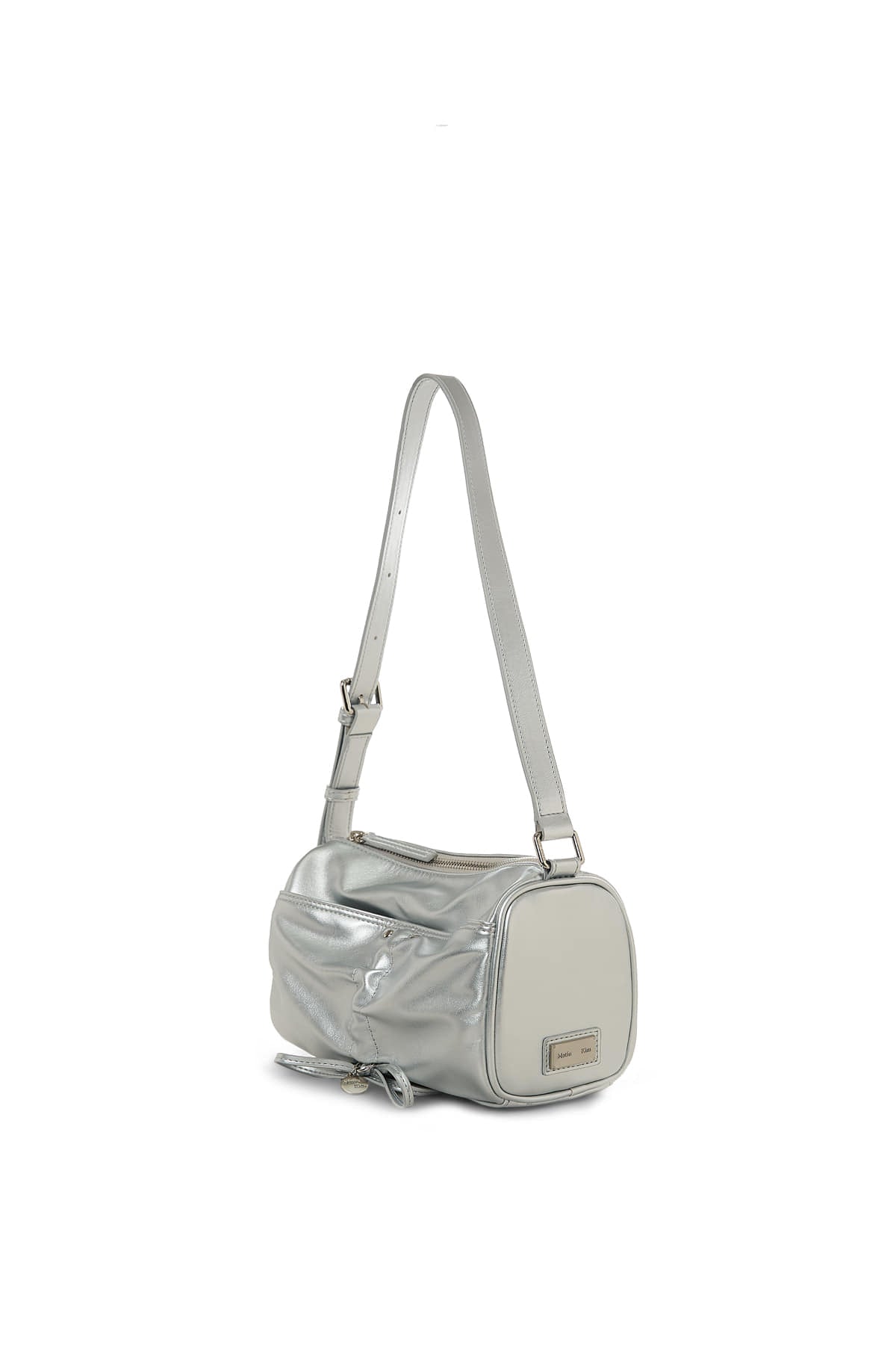 matinkim FRONT SHIRRING RIBBON MINI BAG IN SILVER