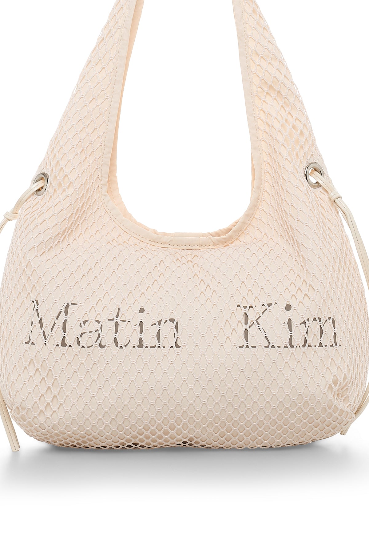 matinkim SIDE STRAP MESH MINI TOTE BAG IN IVORY