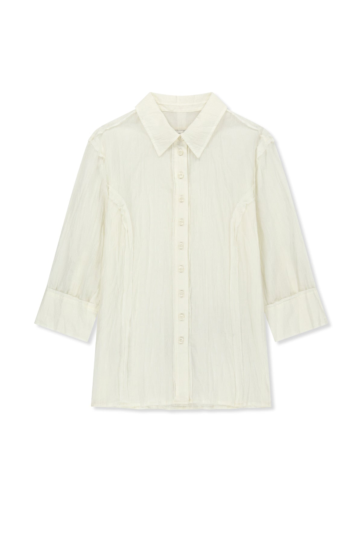 matinkim RAW EDGE CRINKLE BLOUSE IN CREAM