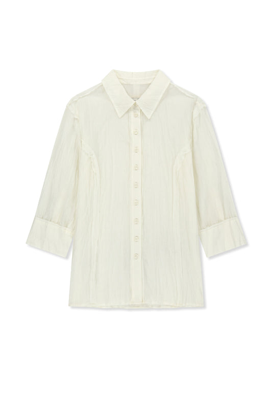 matinkim RAW EDGE CRINKLE BLOUSE IN CREAM