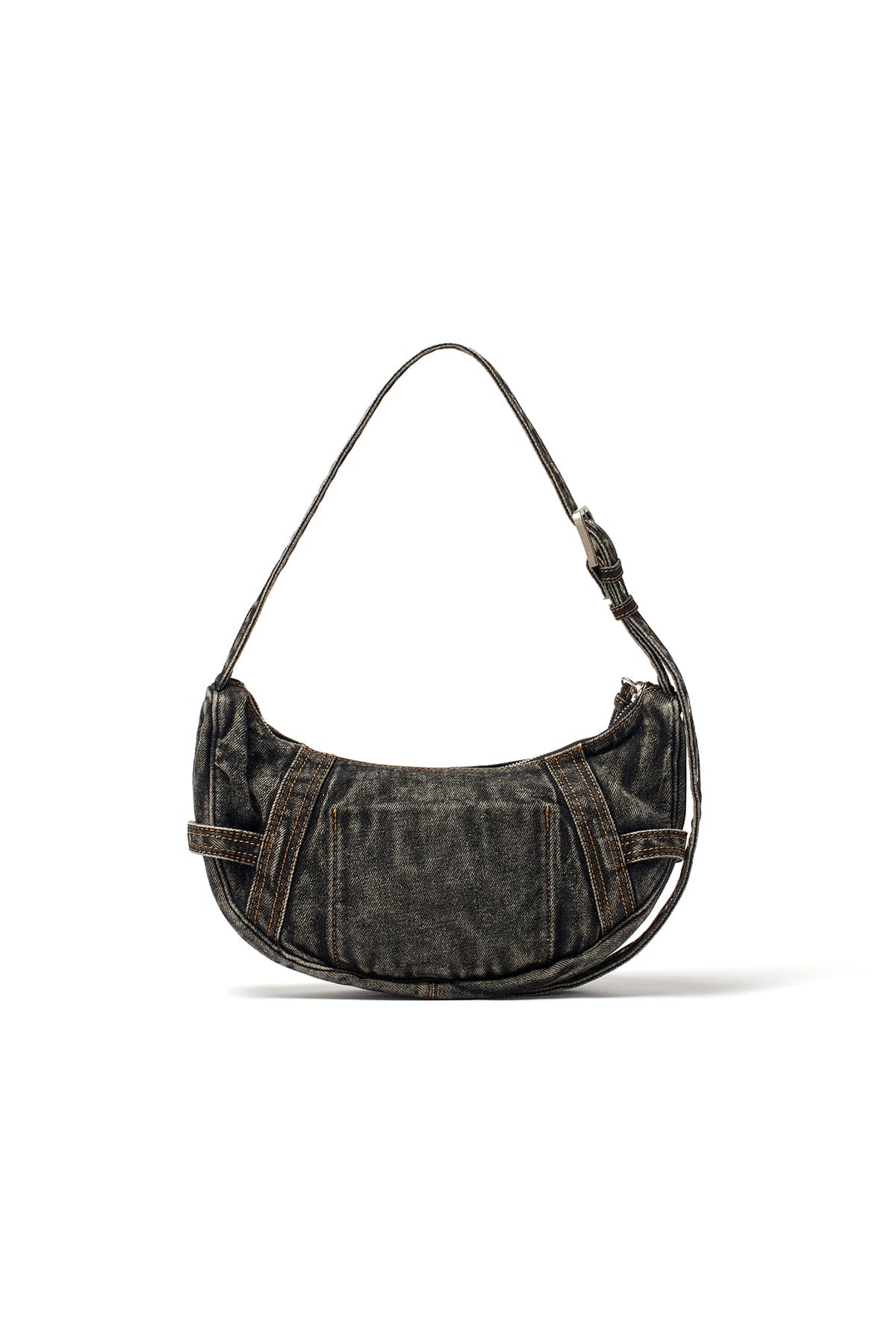 matinkim MATIN WASHED DENIM MINI HOBO BAG IN BLACK