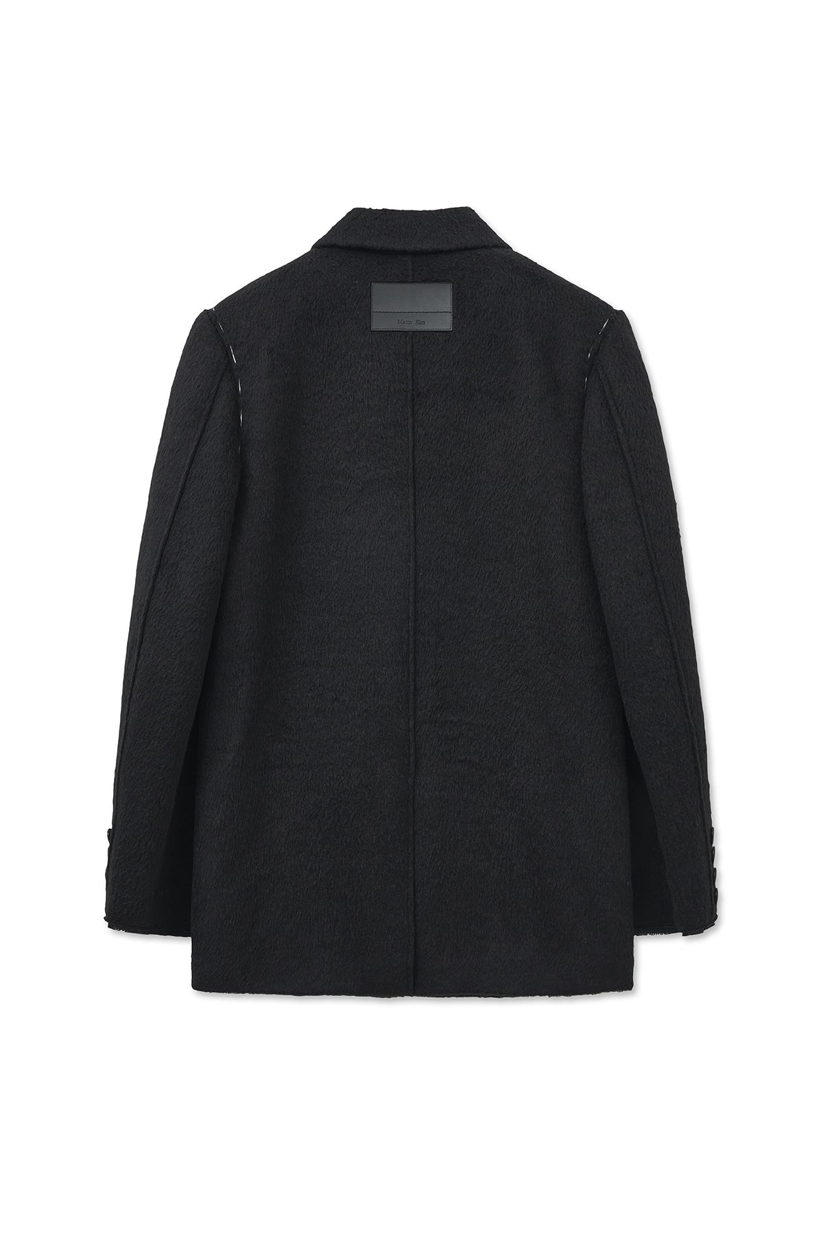 matinkim HAIRY OVERFIT STITCH SINGLE JACKET IN BLACK