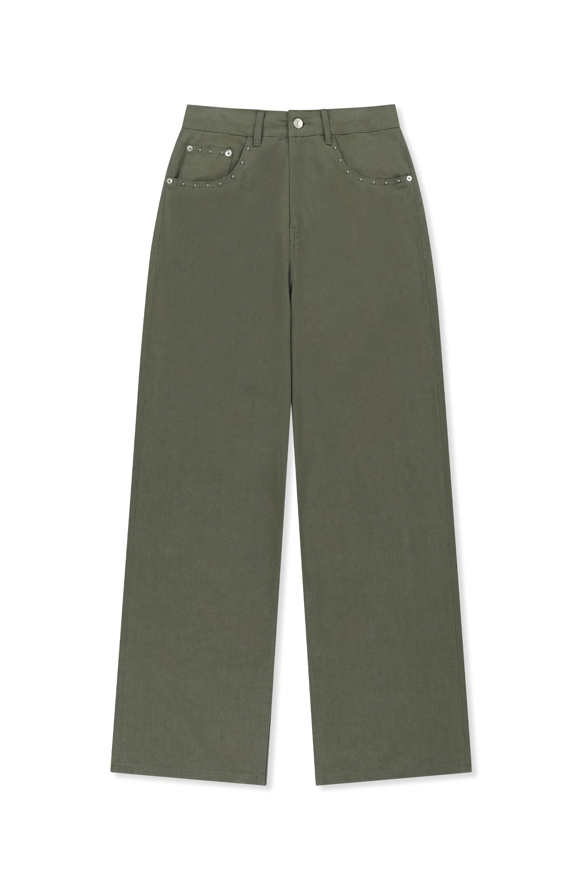 matinkim STUD POINT COLOR DENIM PANTS IN KHAKI