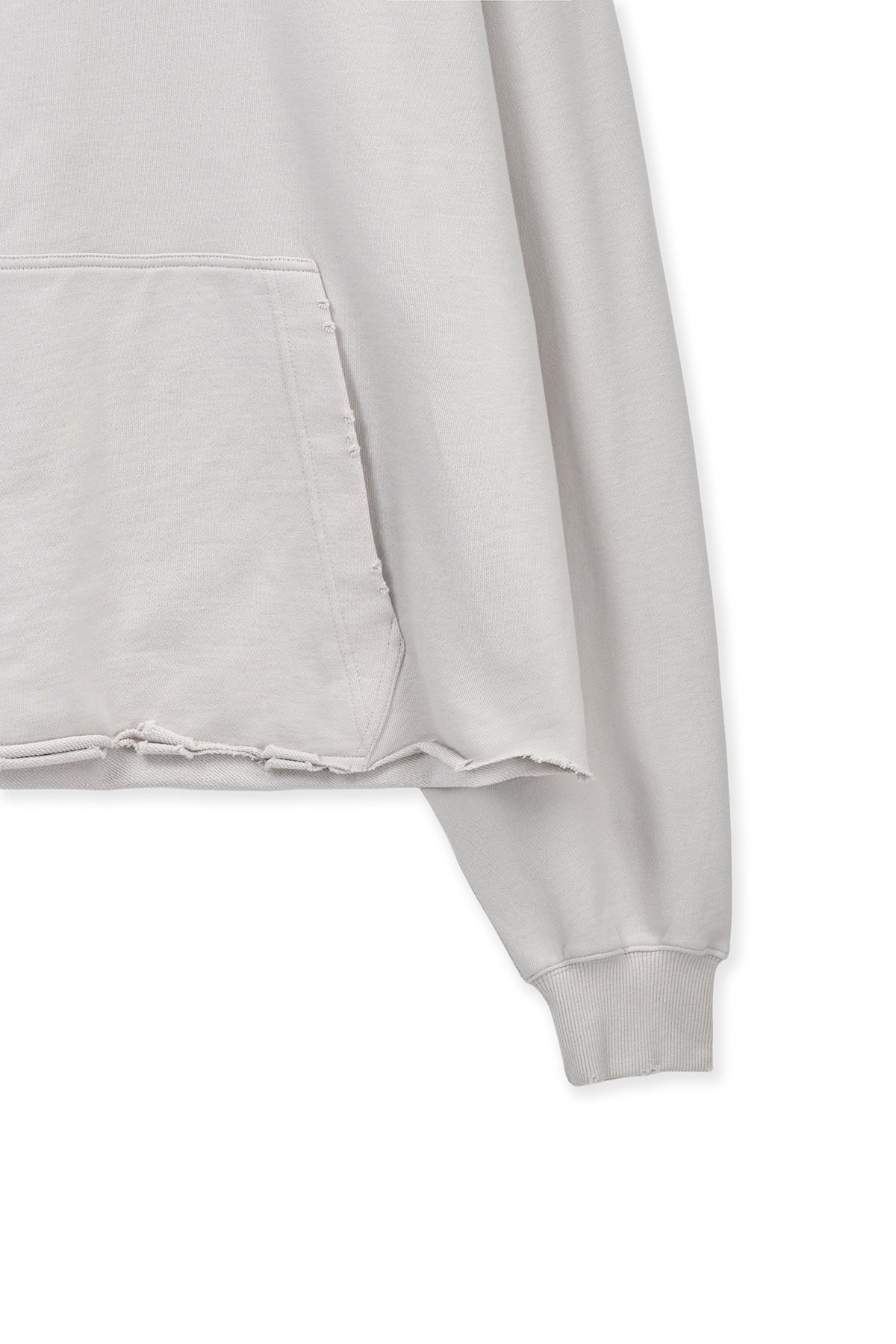 matinkim RAW EDGE HEM SWEAT HOODY IN LIGHT BEIGE