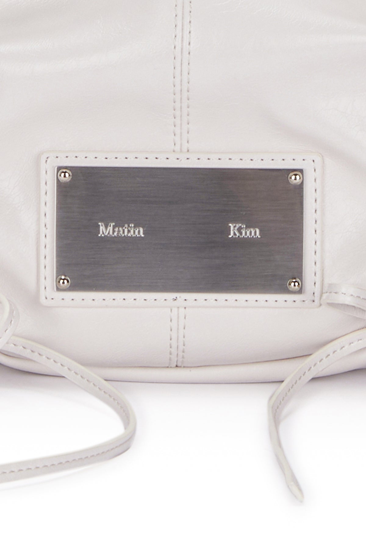 matinkim HALF SHIRRING RIBBON ROUND BAG IN IVORY