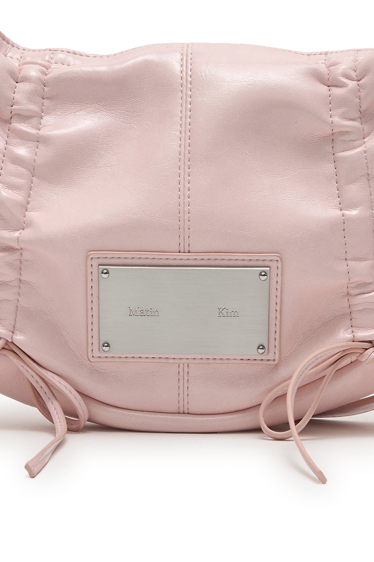 matinkim HALF SHIRRING RIBBON ROUND BAG IN LIGHT PINK
