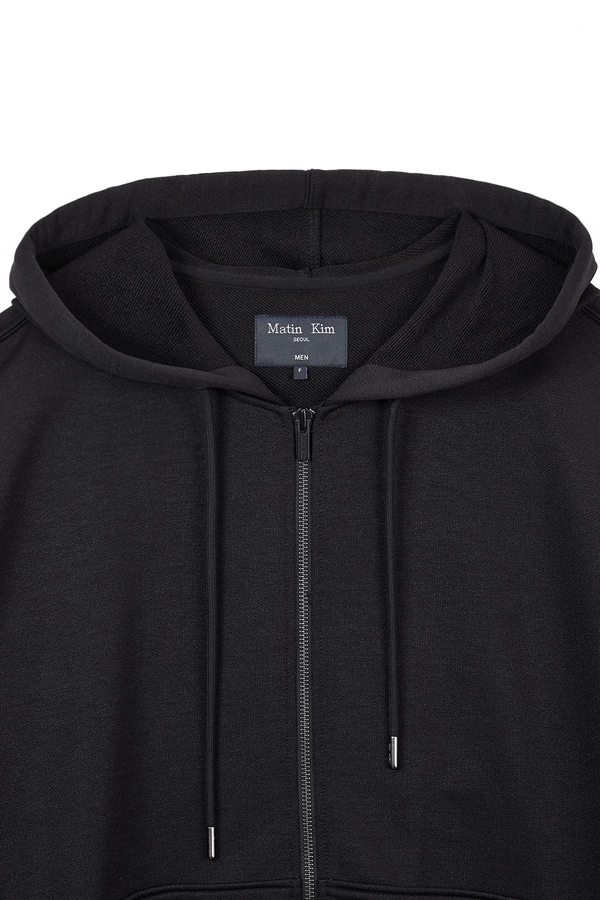matinkim BACK LOGO GLITTER HOODY ZIP UP FOR MEN IN BLACK