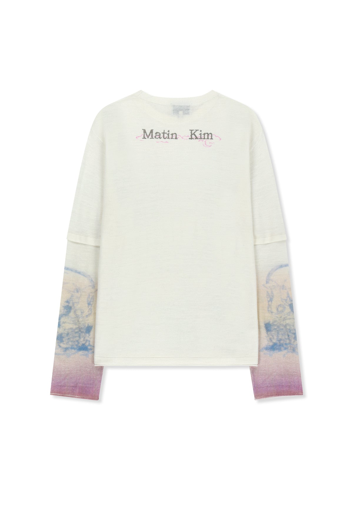 matinkim SLEEVE PRINT KNIT PULLOVER IN IVORY