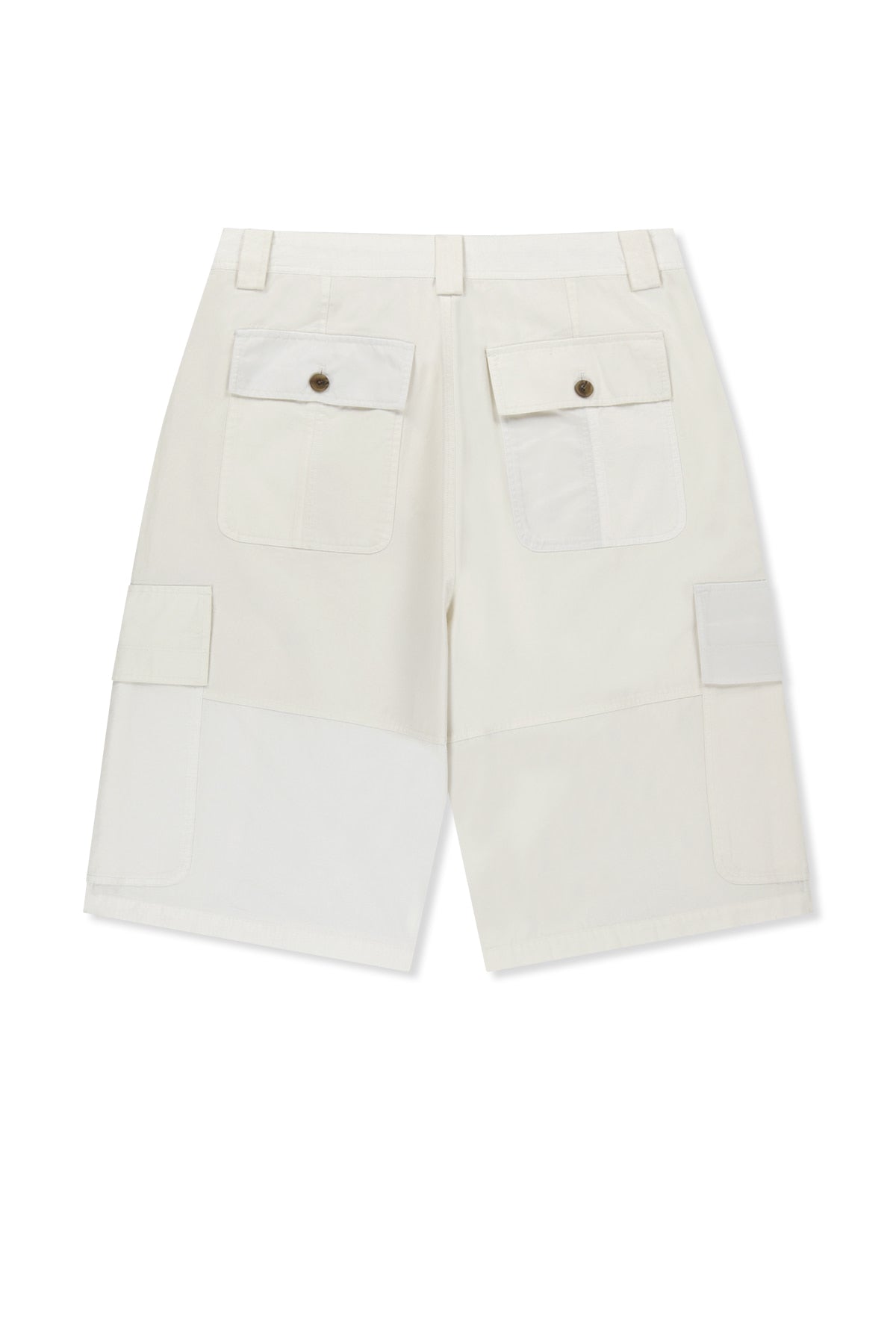 matinkim PATCHWORK CARGO BERMUDA PANTS FOR MEN IN WHITE