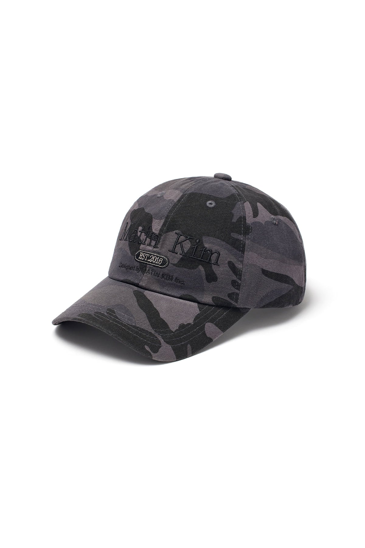 matinkim CAMOUFLAGE LOGO BALL CAP IN CHARCOAL