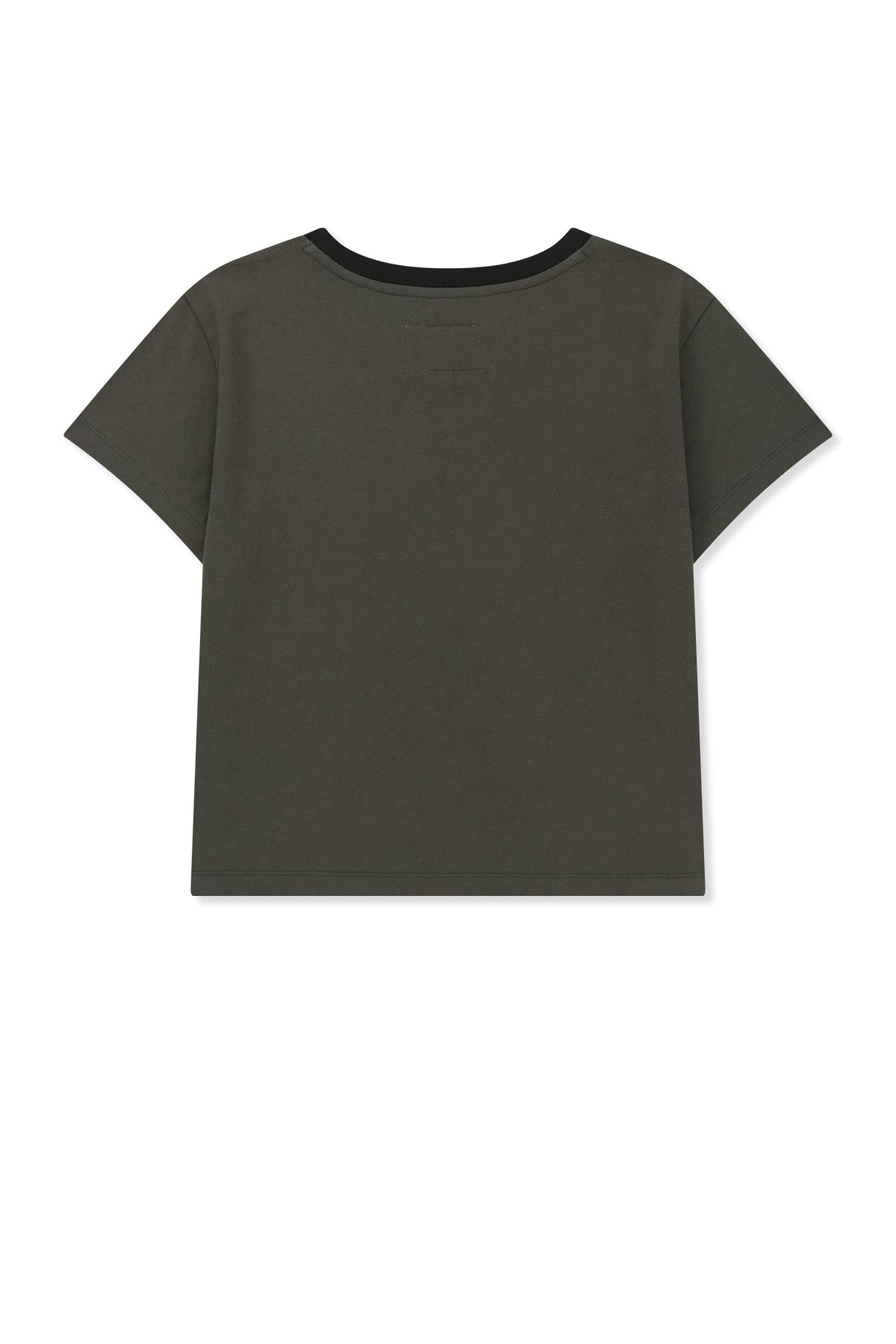 matinkim TONAL RIB LOGO CROP TOP IN CHARCOAL