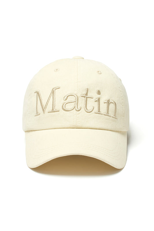 matinkim MATIN LOGO WASHED BALL CAP IN LIGHT BEIGE