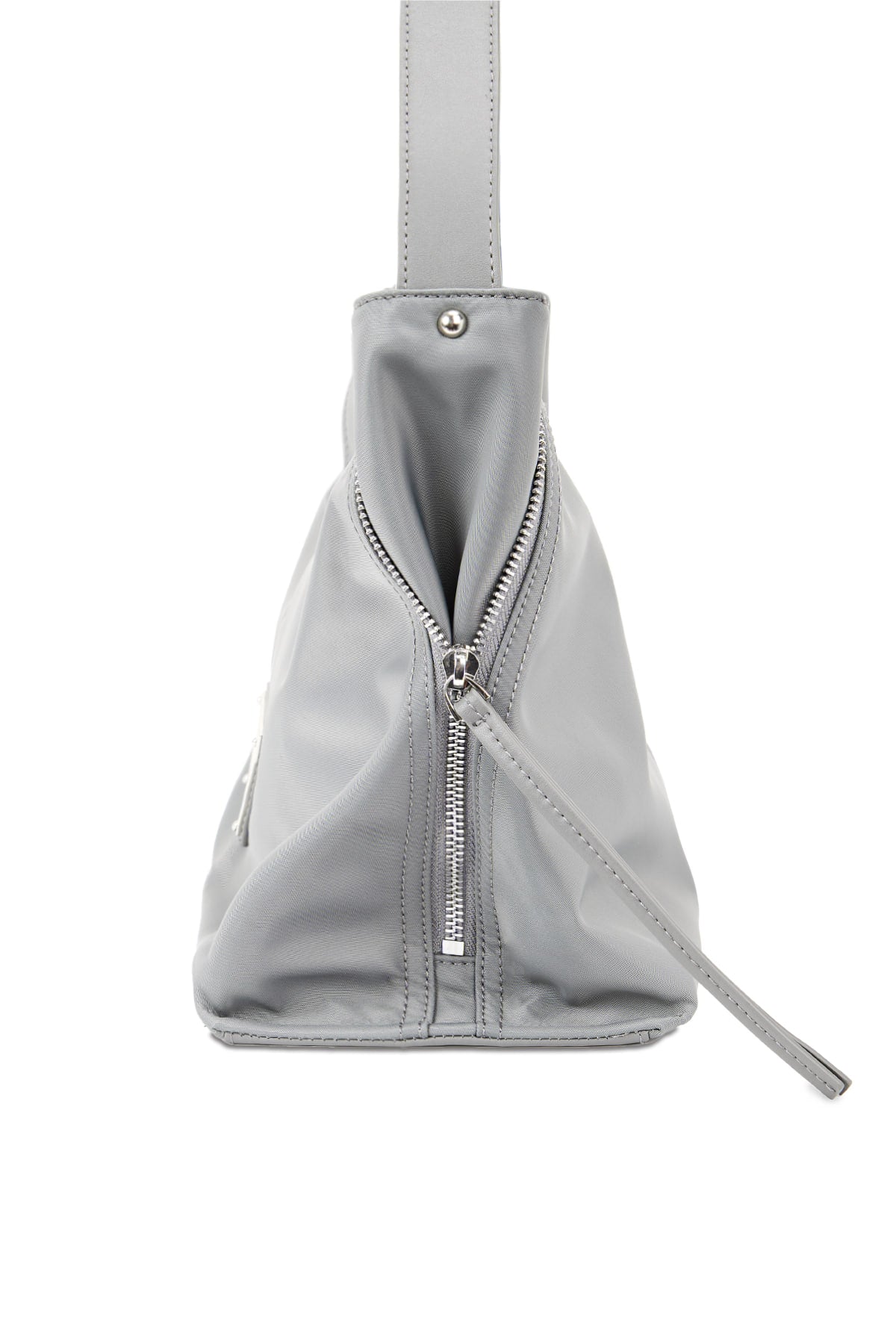 matinkim SIDE ZIPPER FABRIC SHOULDER BAG IN GREY