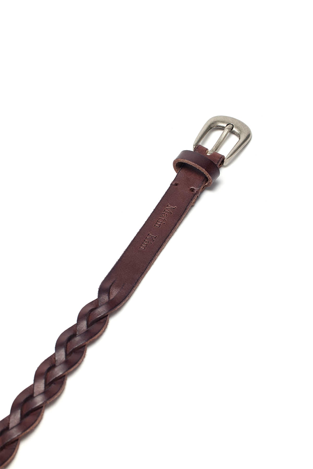 matinkim WEAVING LEATHER BELT IN BROWN