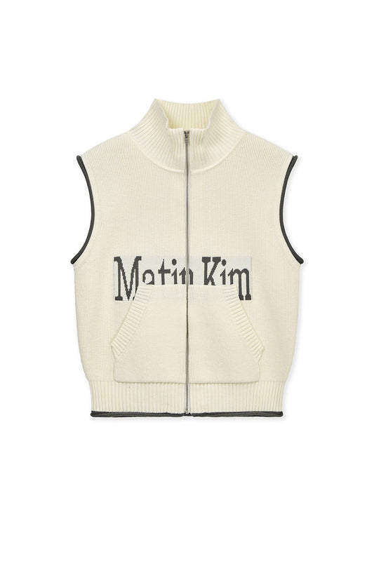 matinkim MATIN SPELL POINT KNIT ZIP UP VEST IN IVORY