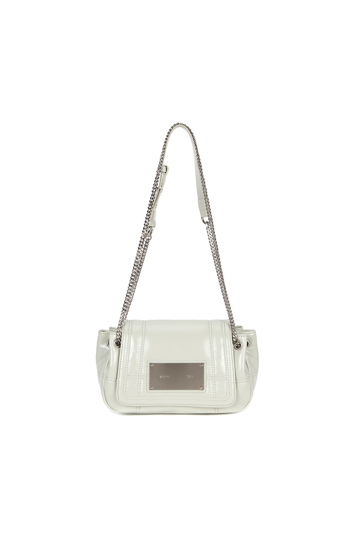 matinkim GLOSSY QUILTING SMALL CHAIN BAG IN LIGHT GREY