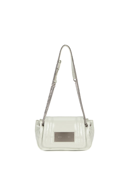 matinkim GLOSSY QUILTING SMALL CHAIN BAG IN LIGHT GREY