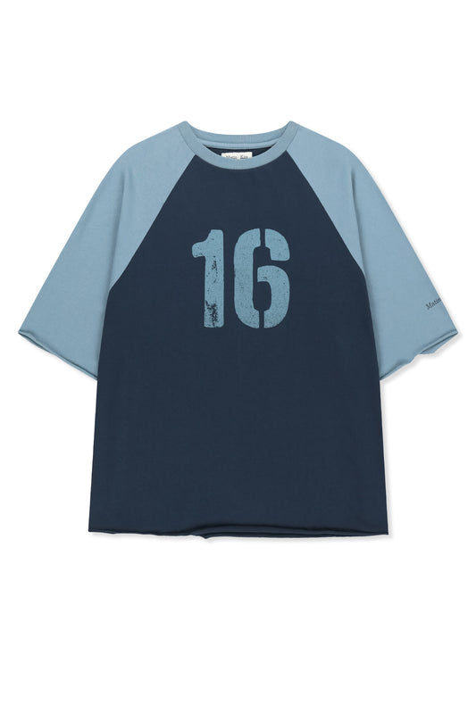 matinkim RAW EDGE RAGLAN TOP IN NAVY