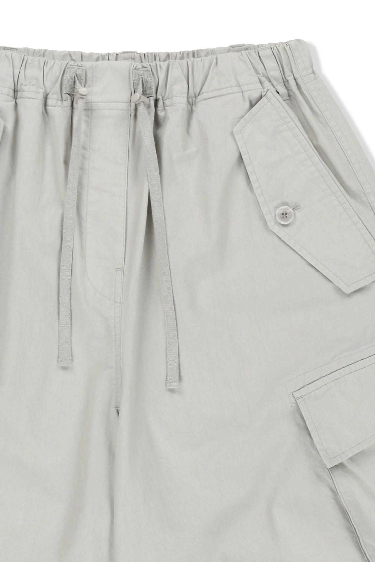 matinkim WASHED COTTON PATCH POCKET BERMUDA PANTS IN LIGHT GREY