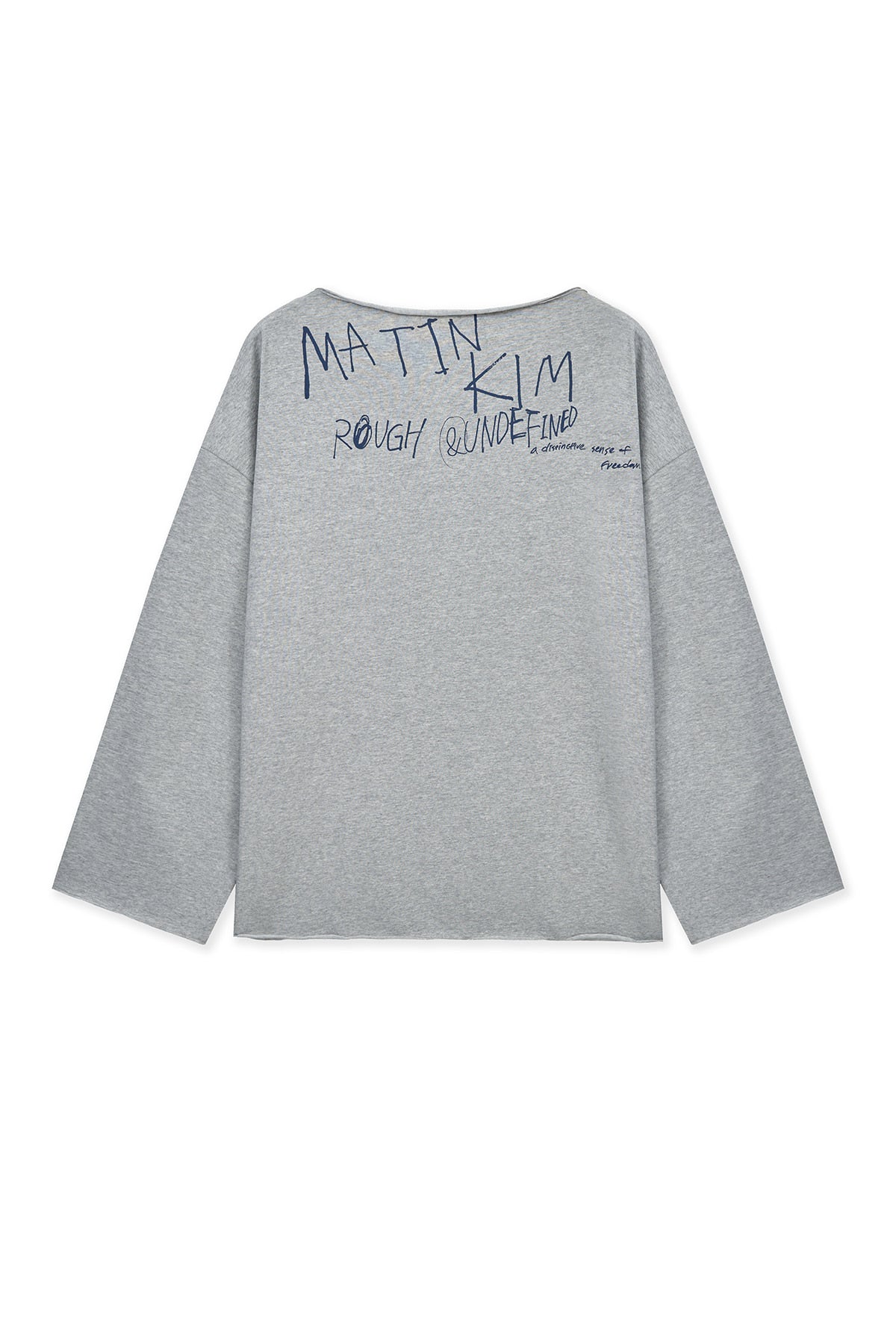 matinkim RAW HEM FINISHED BOAT NECK TOP IN GREY
