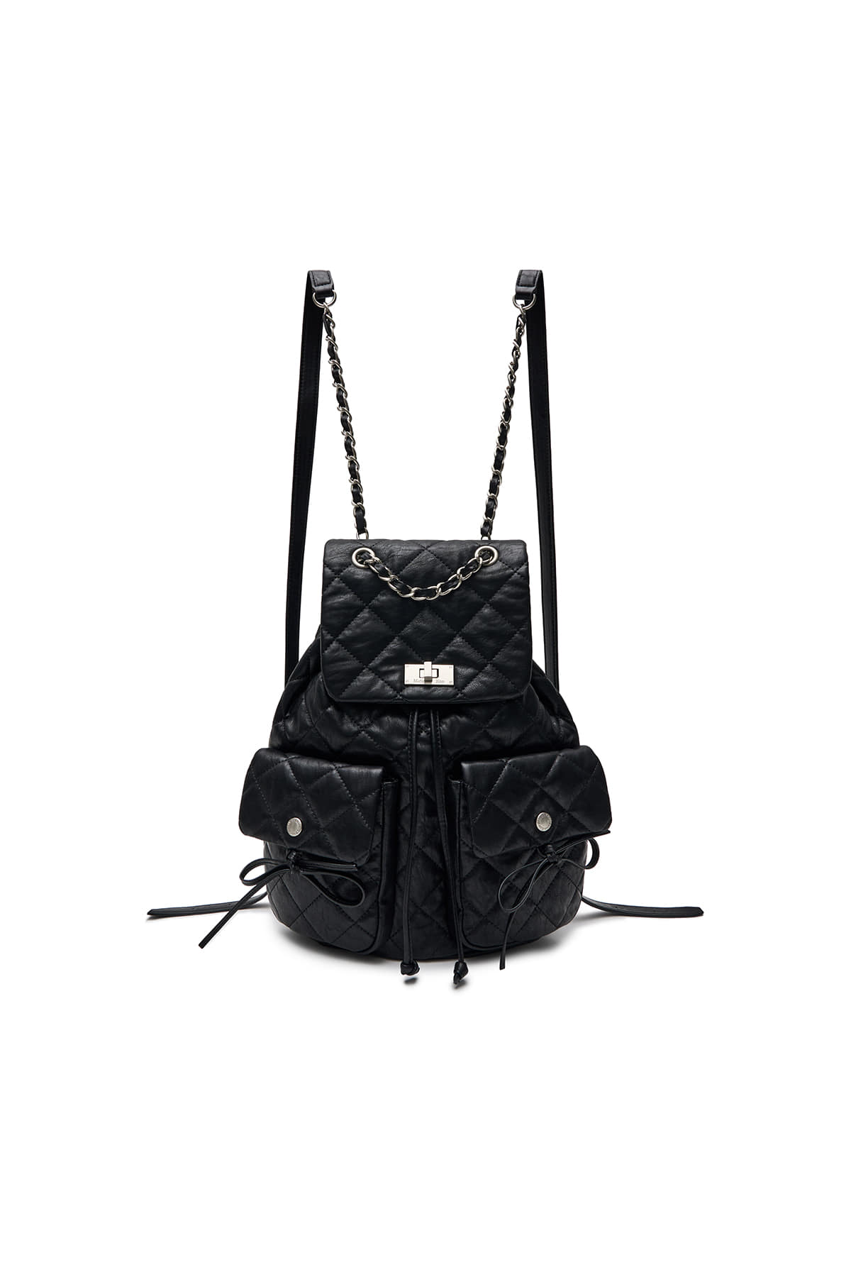 matinkim DOUBLE POCKET QUILTING BACKPACK IN BLACK