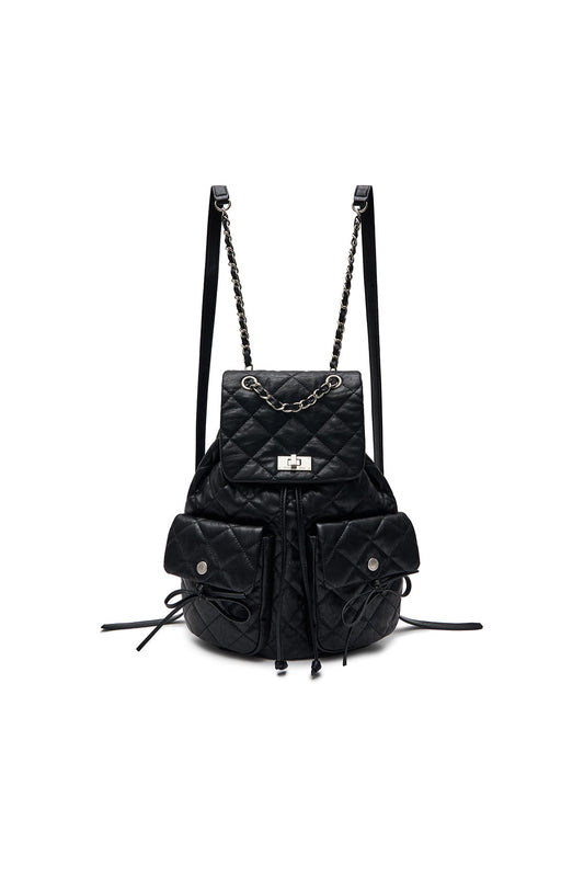 matinkim DOUBLE POCKET QUILTING BACKPACK IN BLACK